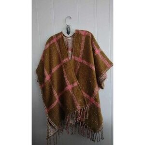 Aerie | Olive Green & Pink Plaid Flannel Feingle Shaw One Size